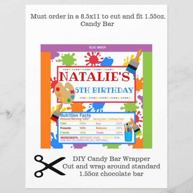 Molhador de Bar de Chocolate para Partido Pintura (Frente)