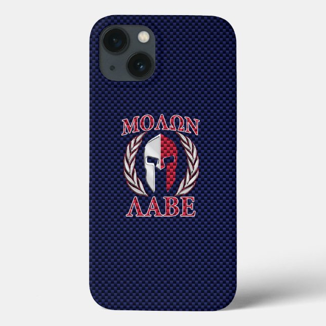 Molon Labe Spartan Warrior Blue Carbon Fibra Impre (Verso)
