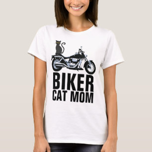 MOM BIKER CAT, T-shirts damas, motocicleta