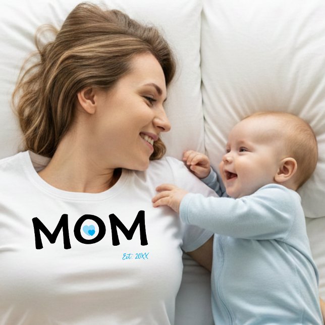 Mom Established Double Nested Blue Heart T-Shirt (Criador carregado)