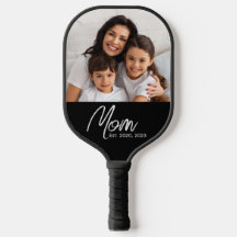 Mom Established Fun Script Photo Pickleball Paddle