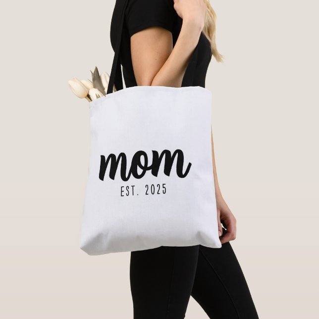 Mom Established New Mom Gift Tote Bag (Close Up)