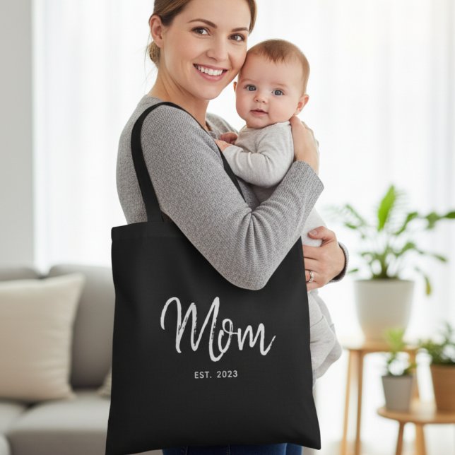Mom Established New Mom Gift Tote Bag (Criador carregado)