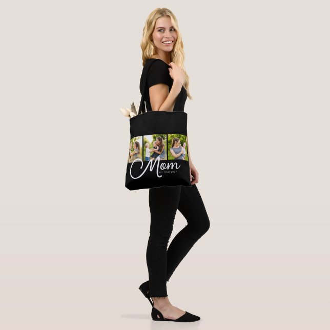 Mom Established Script Black 3 Photo Tote Bag (No(a) Modelo)