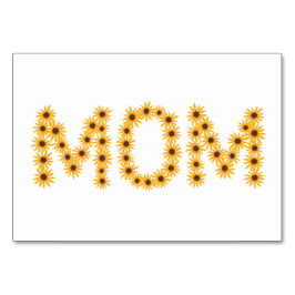 MOM soletrado com girassóis, lendo cartões