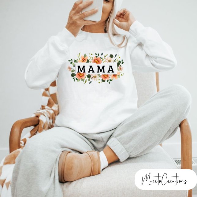 mom sweater t-shirt with flowers, minimalist desig (Criador carregado)