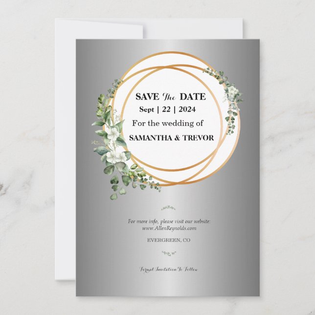 Momentos Dourados: Nosso Convite de Save the Date (Frente)