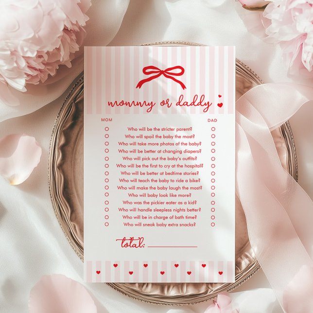 Mommy or daddy Red Bow Coquette Baby Shower game (Criador carregado)