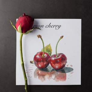 Mon Cherry, duas cerejas com aquarela personalizáv