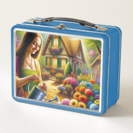 Mona dando água para flores