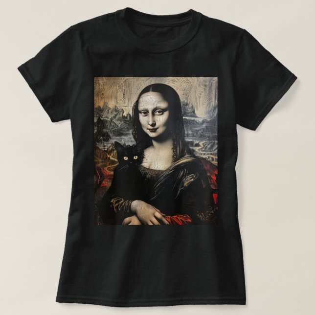 Mona Lisa com camiseta Cat (Frente do Design)