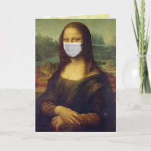 MONA LISA COM CARTÃO DE ANIVERSÁRIO DE MÁSCARA MÉD