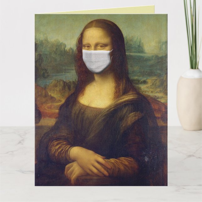 MONA LISA COM CARTÃO DE ANIVERSÁRIO ENGRAÇADO (Frente)