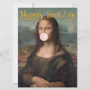 Mona Lisa soprando pastilha elástica rosa