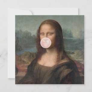 Mona Lisa soprando pastilha elástica rosa