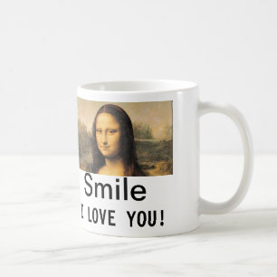 Mona Lisa, sorria, eu te amo! Caneca branca clássi