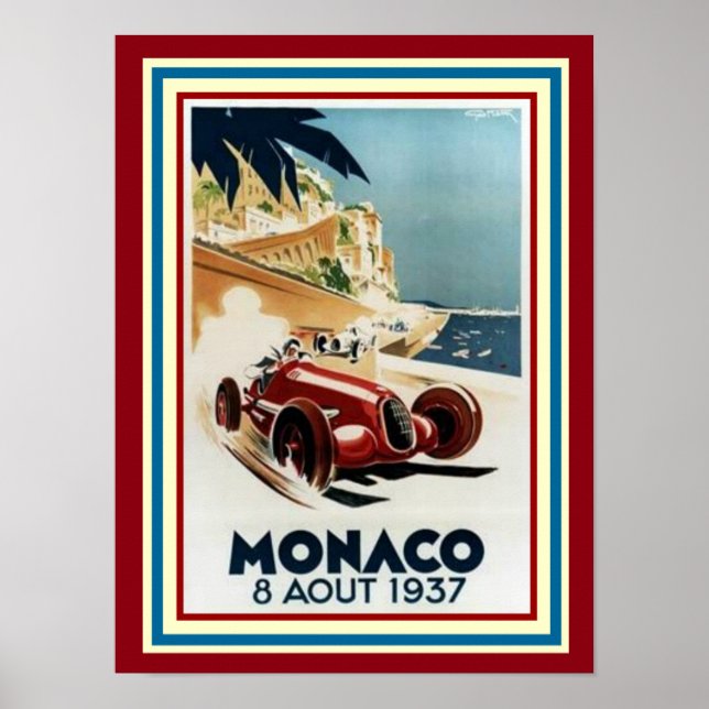 Mônaco 8 Aout 1937 Poster 12 x 16 (Frente)
