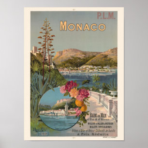Mônaco Bains de Mer Poster vintage 1896