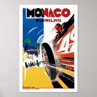 Mônaco Race Car Vintage Impressão