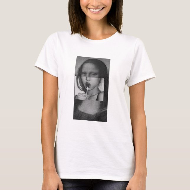 Monalisa with a Lollipop T-Shirt B&W (Frente)