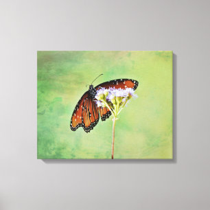 Monarca Borboleta Canvas de flor selvagem Impress
