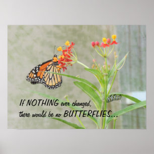 Monarca e poster de Caterpillar com citações