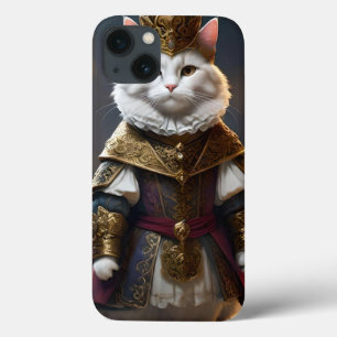 "Monarca Majestosa: O Gato Branco Regal em Robes"
