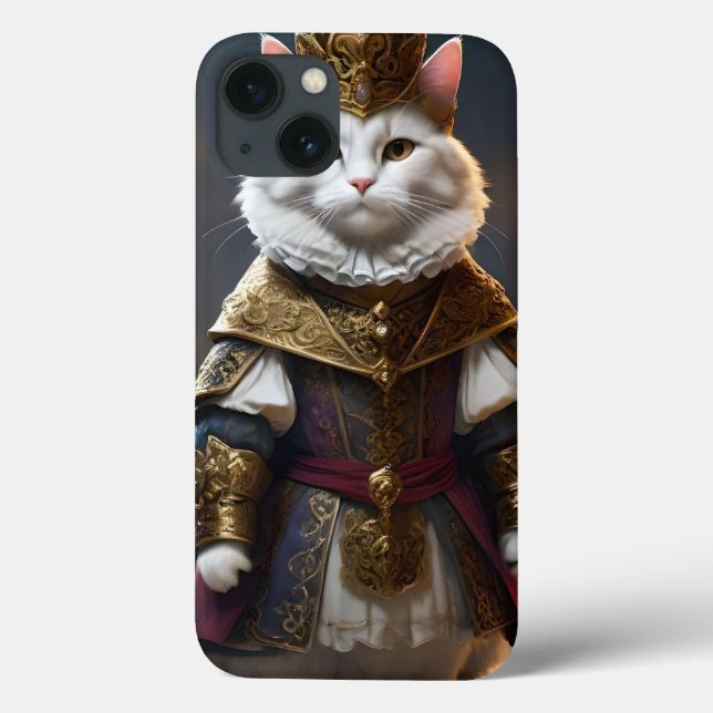 "Monarca Majestosa: O Gato Branco Regal em Robes" (Verso)