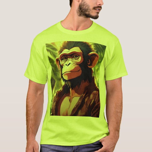 Monarca Majestosa: Rei MacacoImprimido T-ShirT (Frente)
