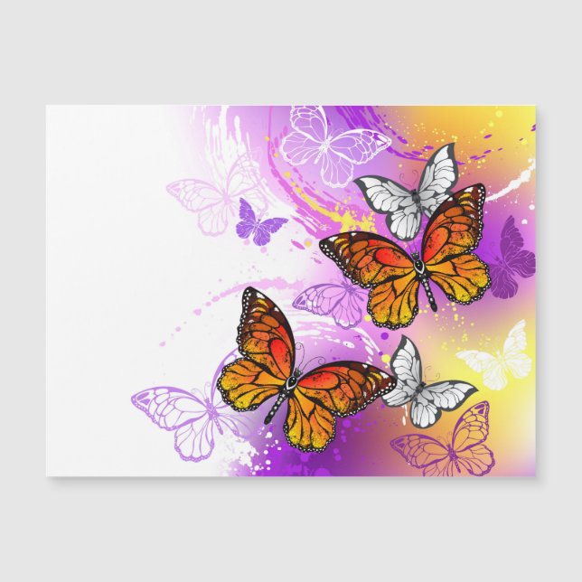 Monarch Butterflies on Purple Background (Frente)
