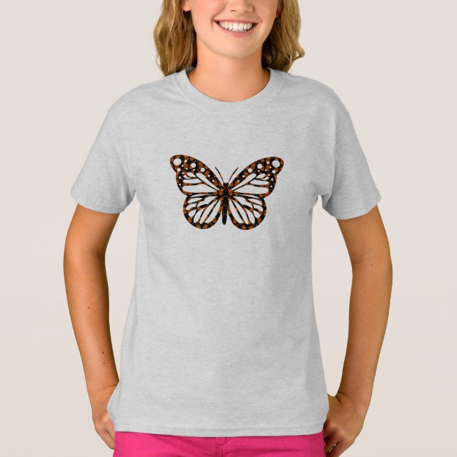 Monarch Butterfly Design - Camiseta Básica Para Me (Frente)