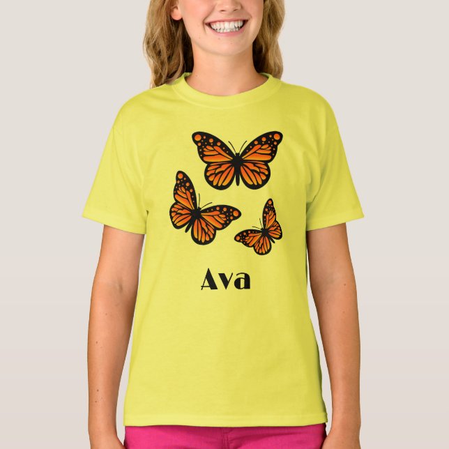 Monarch Butterfly Design - Camiseta Básica Para Me (Frente)