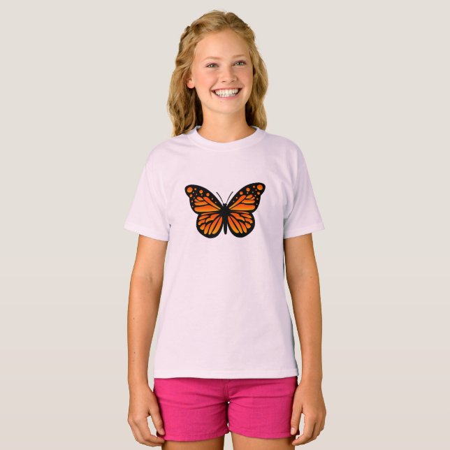 Monarch Butterfly Design - Camiseta Básica Para Me (Frente Completa)