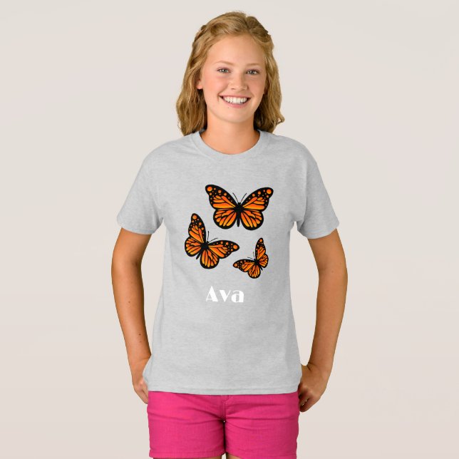 Monarch Butterfly Design - Camiseta Básica Para Me (Frente Completa)