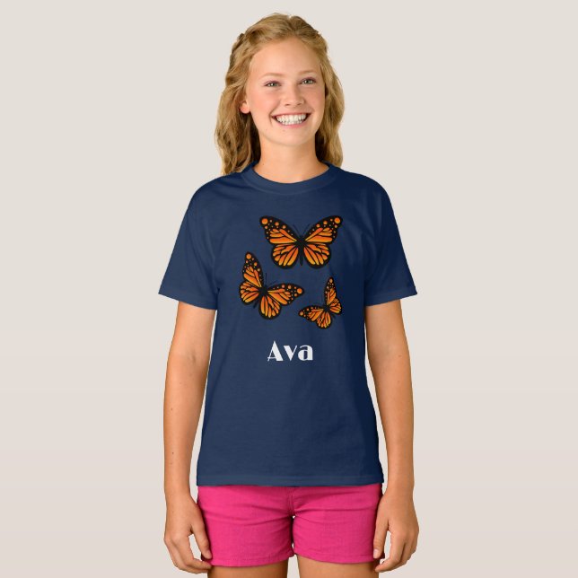 Monarch Butterfly Design - Camiseta Básica Para Me (Frente Completa)