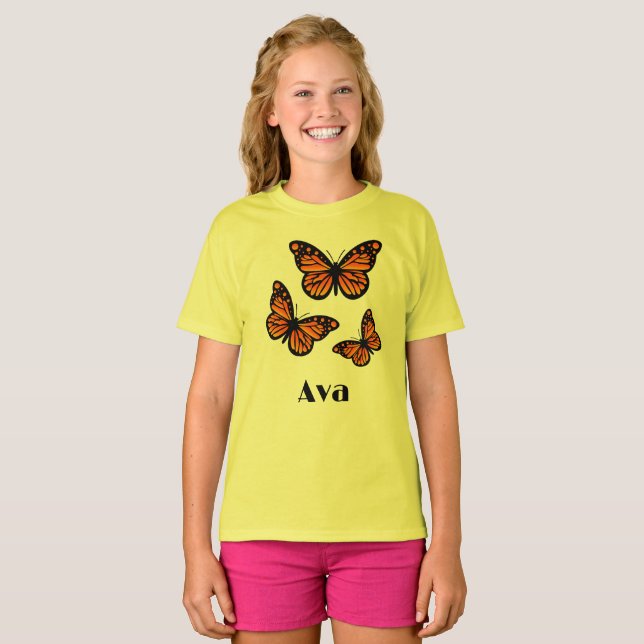 Monarch Butterfly Design - Camiseta Básica Para Me (Frente Completa)