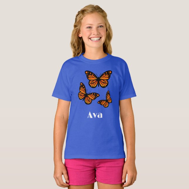 Monarch Butterfly Design - Camiseta Básica Para Me (Frente Completa)