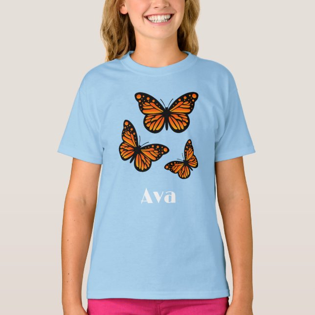 Monarch Butterfly Design - Camiseta Básica Para Me (Frente)