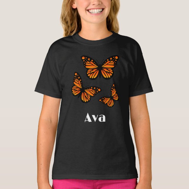 Monarch Butterfly Design - Camiseta Básica Para Me (Frente)
