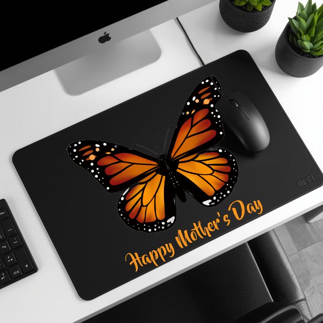 Monarch Butterfly Personalized Black Mousepad (Criador carregado)