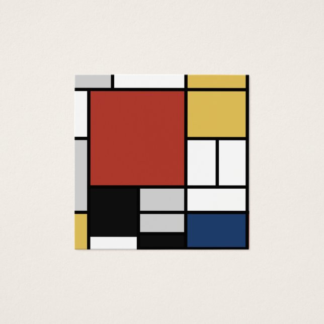 Mondrian Painting Red Plane Yellow Black Cinza Blu (Frente)