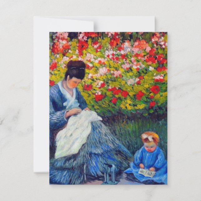 Monet Mãe e Criança no Cartão de Jardim (Frente)