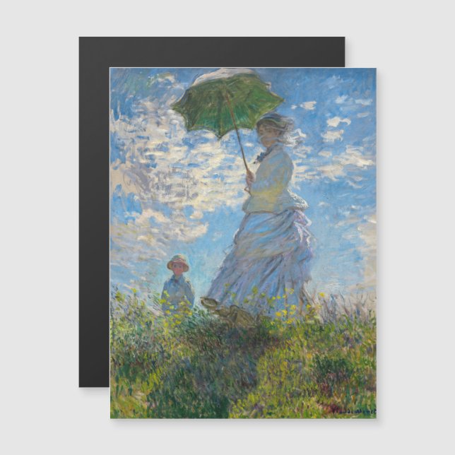 Monet - Promenade Woman com Parasol Magnética Card (Frente/Verso)