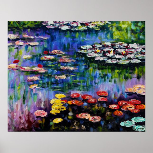 Monet Purple Water Lily Poster (Frente)