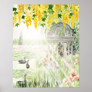 Monet Style Gazebo Floral Art Impressão