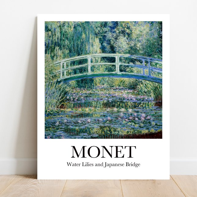 Monet Water Lily e Japonês Bridge Poster (Monet Water Lilies Poster: Iconic Impressionist garden with Japanese bridge)