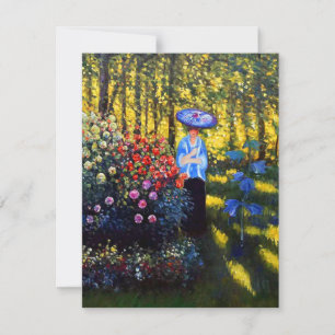 Monet Woman com Parasol no Cartão Jardim