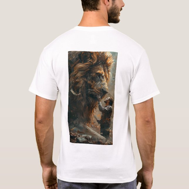 Money Lion - Engraçado Camisa Animal (Verso)