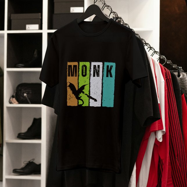 Monk Dungeon Fantasy Role no Grunge T-Shirt (Criador carregado)
