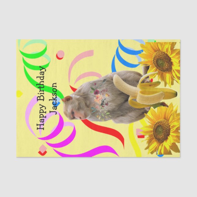 Monkey Happy Birday - Papel de Tecido (Frente )